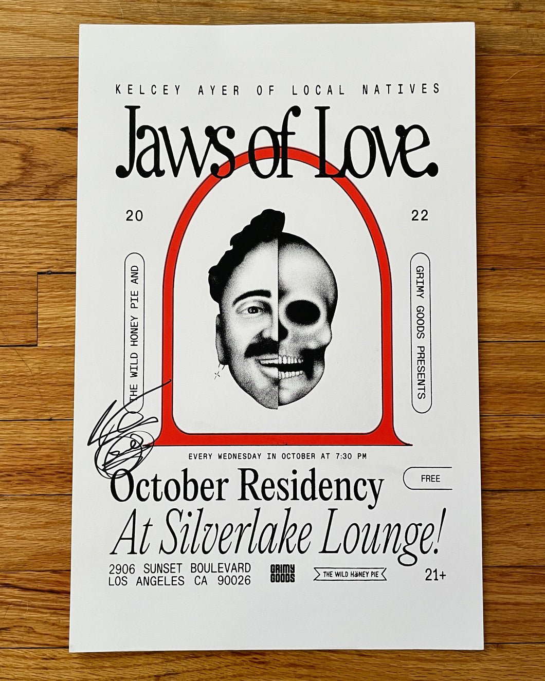 2022 Jaws of Love. Silverlake Lounge October Residency Signed Silk-Screened Poster